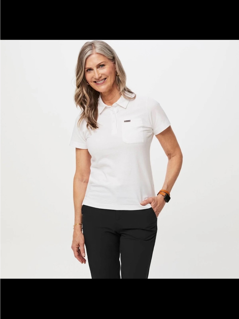 FIGS PRO Pique Short Sleeve Polo Heather Grey Women’s XS Pima Cotton Work Office - Picture 9 of 10